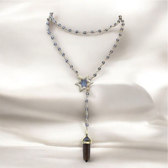 NWOT New Aviva Stanoff Smoky Brown Quartz Crystal Star Pendant Necklace - Picture 2 of 6